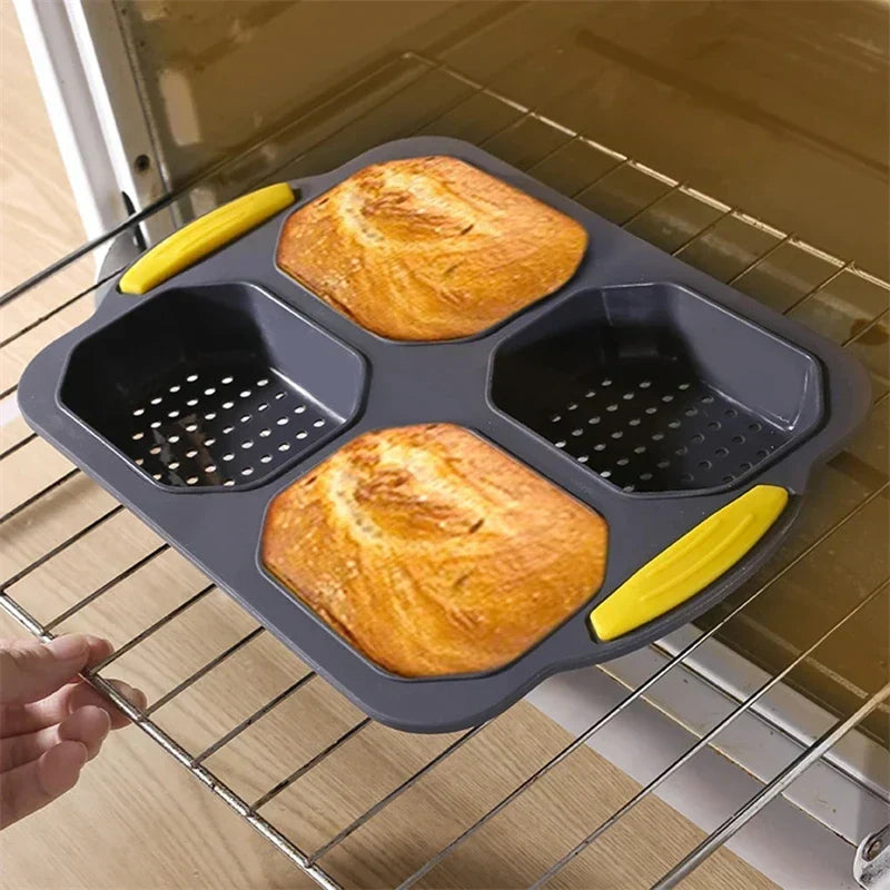 Silicone Burger Bun Baking Mold - Non-Stick, Heat Resistant, 6-Piece