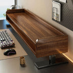 Bamboo Monitor Riser Desk Organiser with Under-Shelf Storage and Cable Management