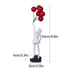 Banksy Flower Thrower & Balloon Girl Resin Sculptures, 0.8 kg Each