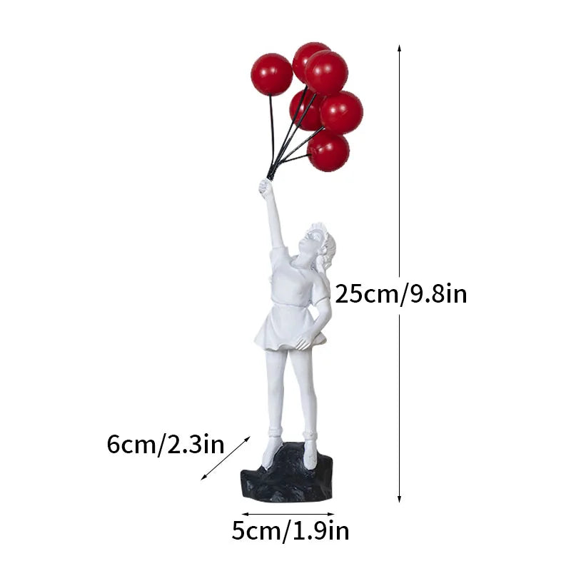 Banksy Flower Thrower & Balloon Girl Resin Sculptures, 0.8 kg Each
