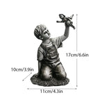 Banksy Flower Thrower & Balloon Girl Resin Sculptures, 0.8 kg Each
