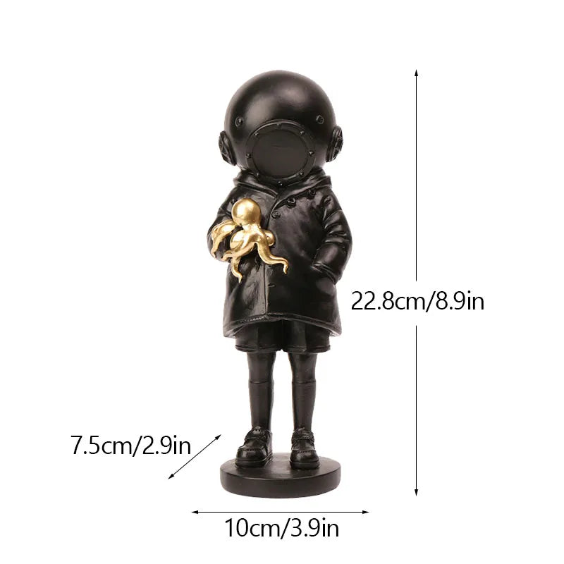 Banksy Flower Thrower & Balloon Girl Resin Sculptures, 0.8 kg Each