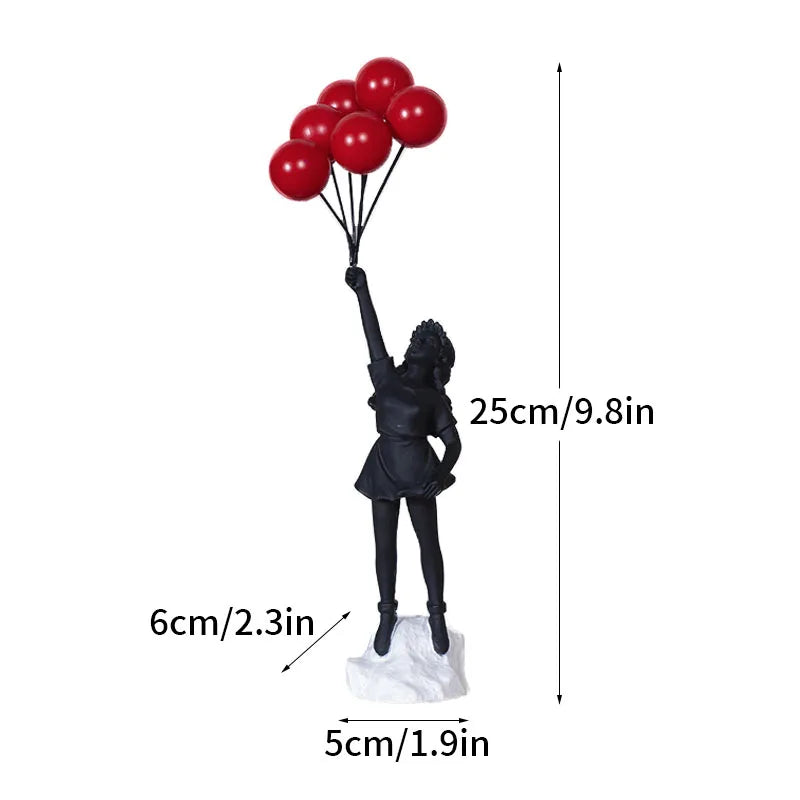 Banksy Flower Thrower & Balloon Girl Resin Sculptures, 0.8 kg Each