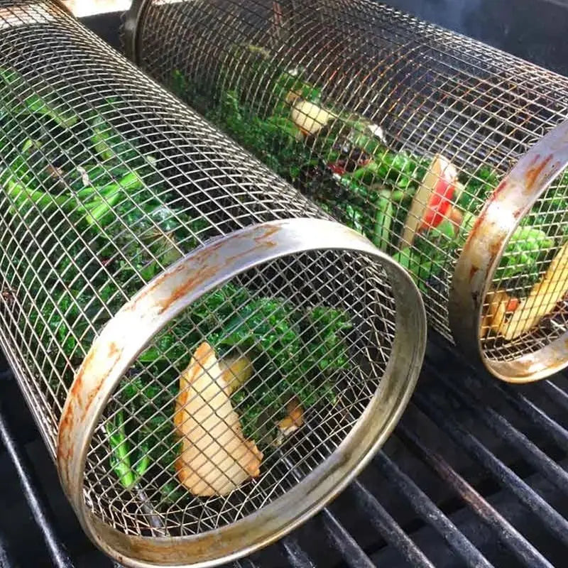 Stainless Steel Rolling Grill Basket for BBQ - 360° Rotation, 20 x 9 cm, view 3