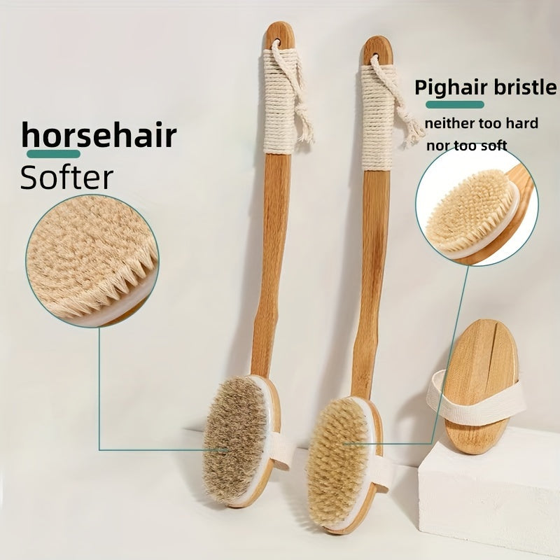 Back Cleaning Sponge Brush for Shower - Natural Boar Bristles, view 2