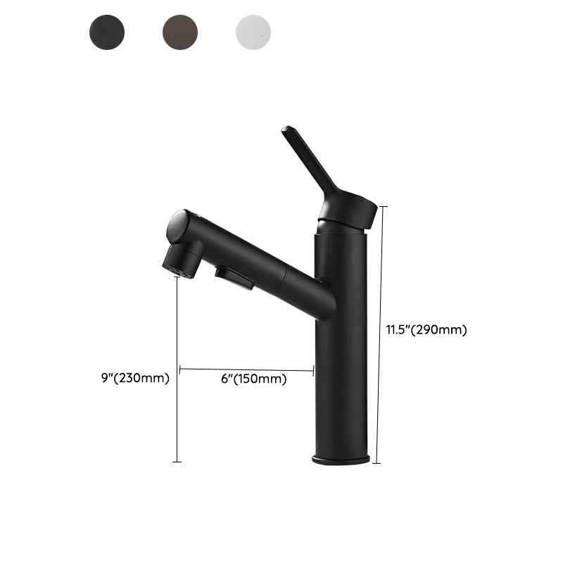 Bathroom Vessel Faucet with Swivel Spout and Pull-Out Spray Head - Black, view 11