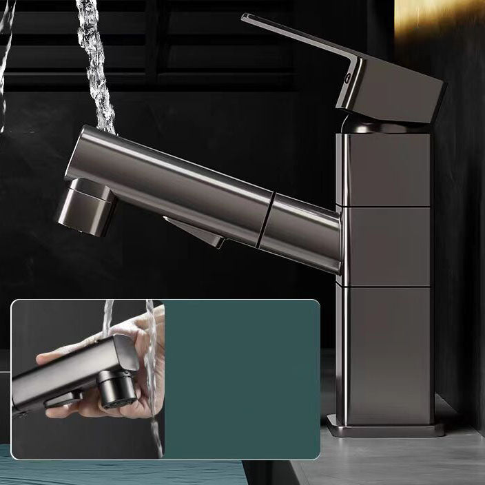 Bathroom Vessel Faucet with Swivel Spout and Pull-Out Spray Head - Black, view 13