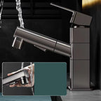 Bathroom Vessel Faucet with Swivel Spout and Pull-Out Spray Head - Black, view 13