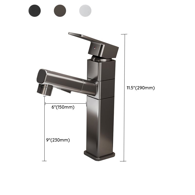 Bathroom Vessel Faucet with Swivel Spout and Pull-Out Spray Head - Black, view 14