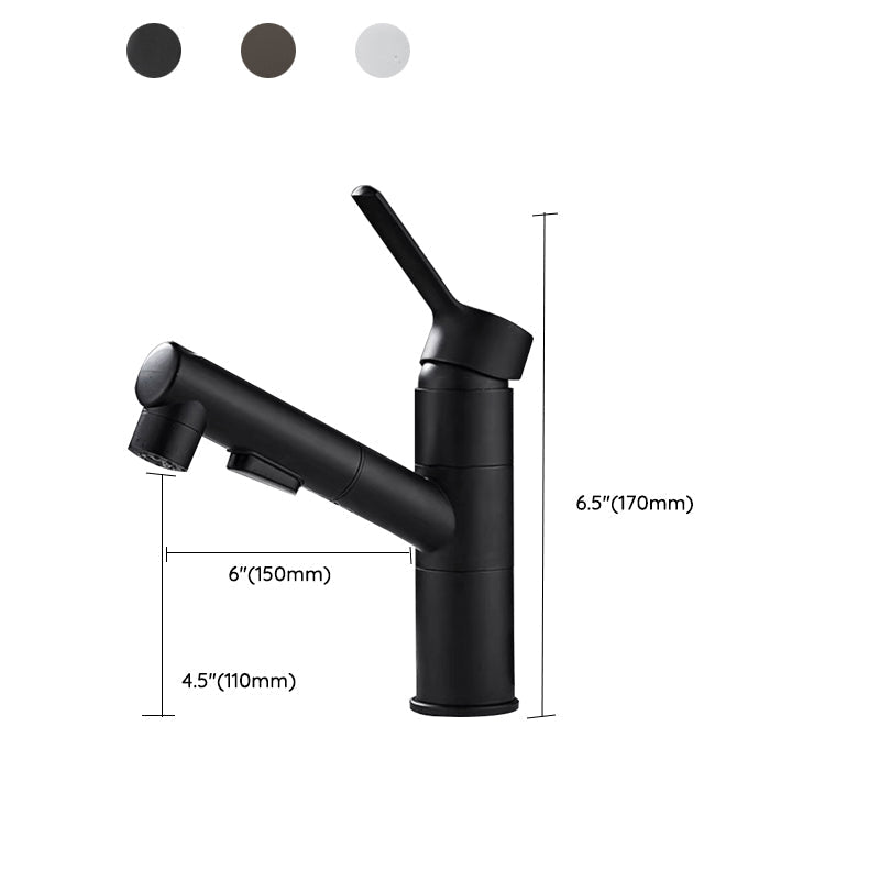 Bathroom Vessel Faucet with Swivel Spout and Pull-Out Spray Head - Black, view 16