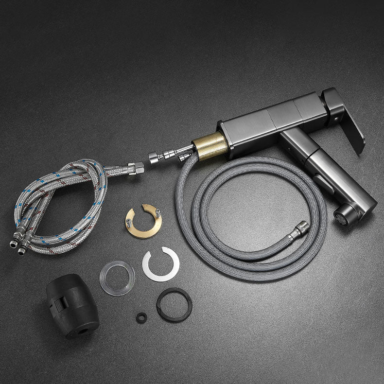 Bathroom Vessel Faucet with Swivel Spout and Pull-Out Spray Head - Black, view 20