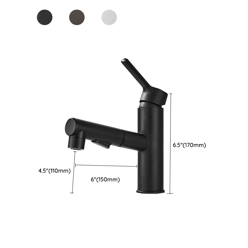 Bathroom Vessel Faucet with Swivel Spout and Pull-Out Spray Head - Black, view 24