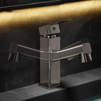 Bathroom Vessel Faucet with Swivel Spout and Pull-Out Spray Head - Black, view 27
