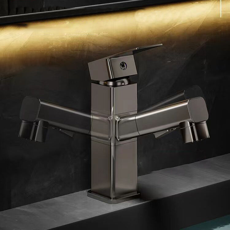 Bathroom Vessel Faucet with Swivel Spout and Pull-Out Spray Head - Black, view 28