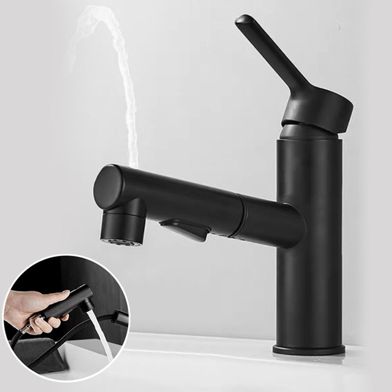 Bathroom Vessel Faucet with Swivel Spout and Pull-Out Spray Head - Black, view 31