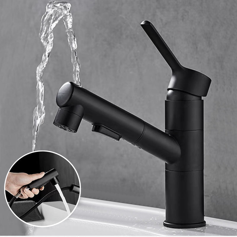 Bathroom Vessel Faucet with Swivel Spout and Pull-Out Spray Head - Black, view 32