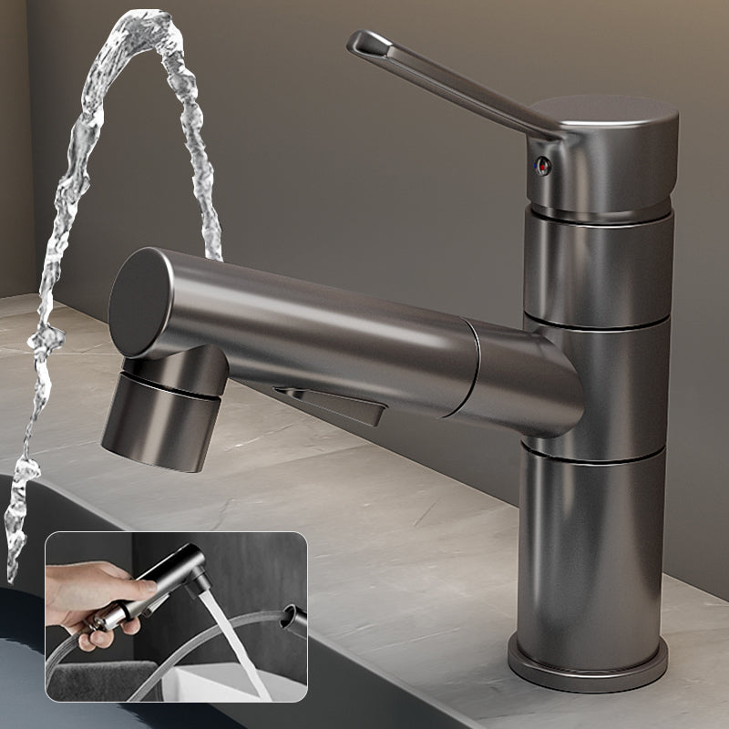 Bathroom Vessel Faucet with Swivel Spout and Pull-Out Spray Head - Black, view 33