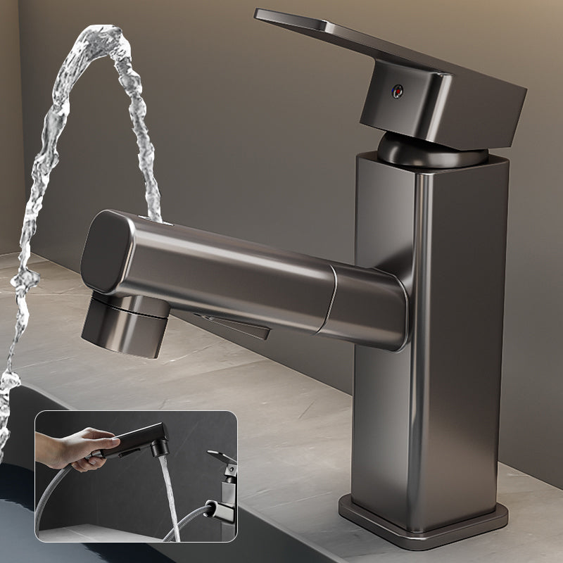Bathroom Vessel Faucet with Swivel Spout and Pull-Out Spray Head - Black, view 35