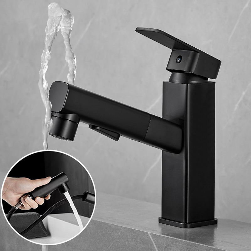 Bathroom Vessel Faucet with Swivel Spout and Pull-Out Spray Head - Black, view 36