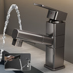 Bathroom Vessel Faucet with Swivel Spout and Pull-Out Spray Head - Black, view 38