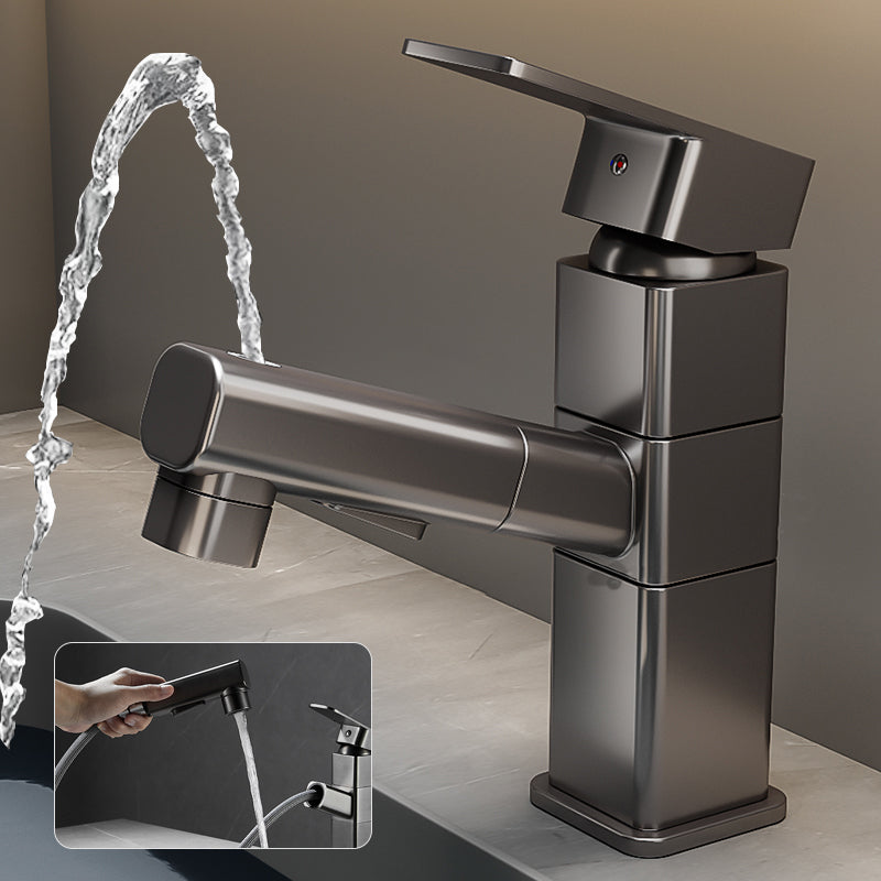 Bathroom Vessel Faucet with Swivel Spout and Pull-Out Spray Head - Black, view 38