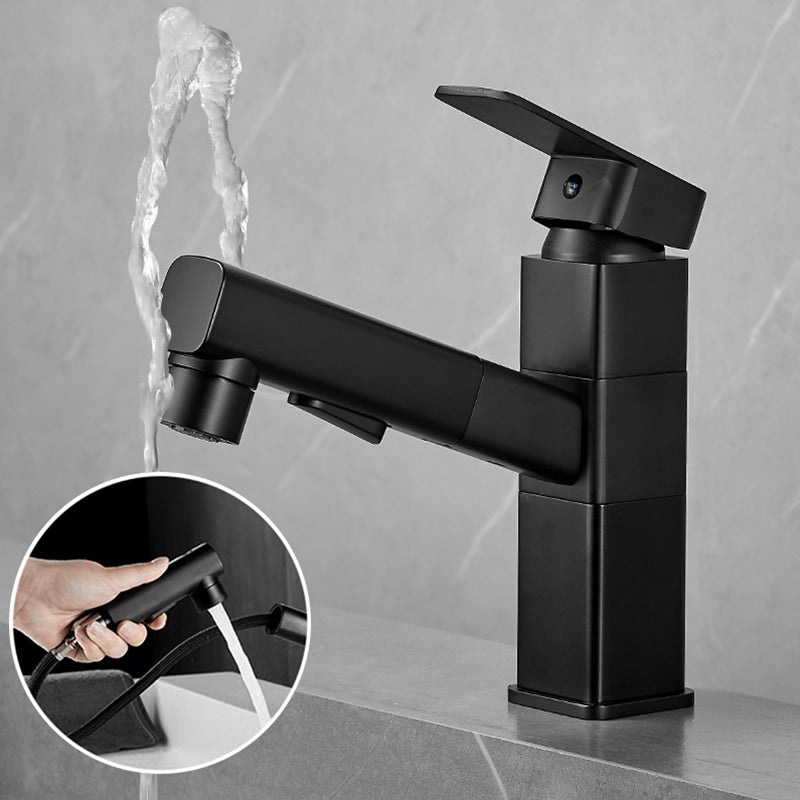 Bathroom Vessel Faucet with Swivel Spout and Pull-Out Spray Head - Black, view 39
