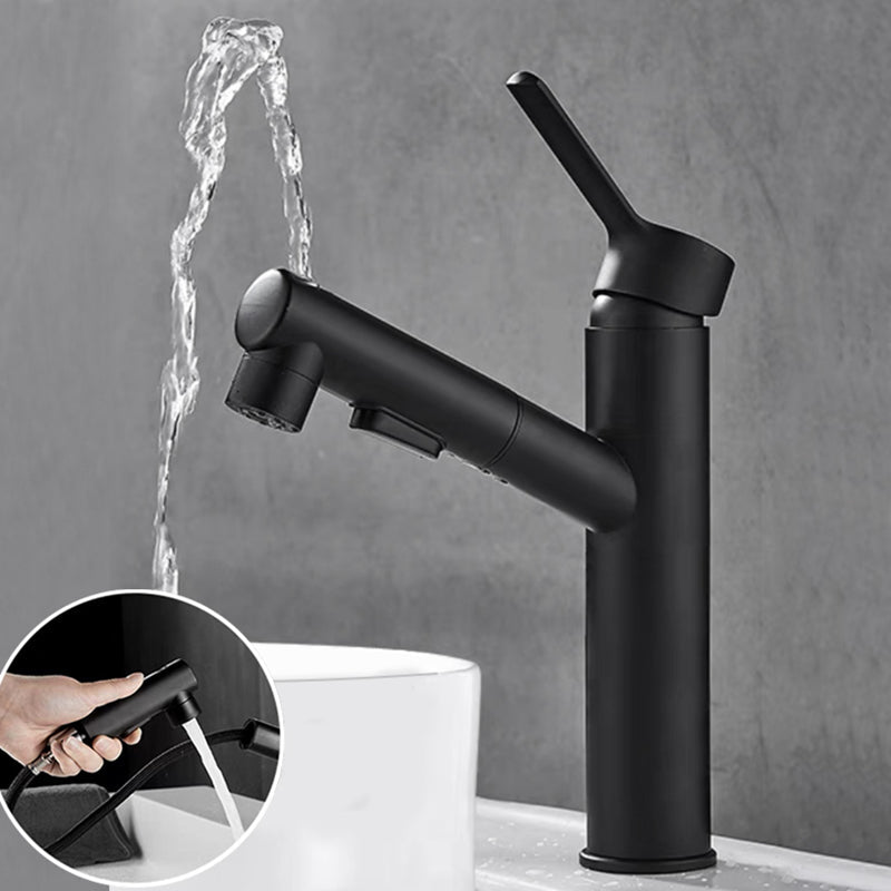 Bathroom Vessel Faucet with Swivel Spout and Pull-Out Spray Head - Black, view 40
