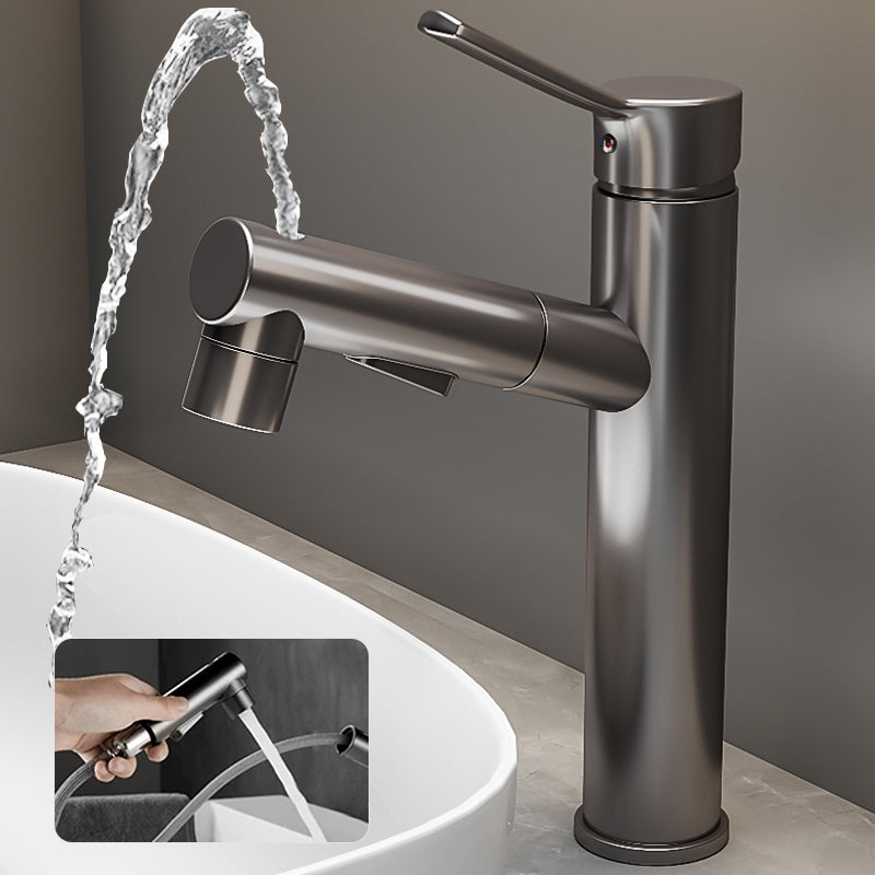 Bathroom Vessel Faucet with Swivel Spout and Pull-Out Spray Head - Black, view 41