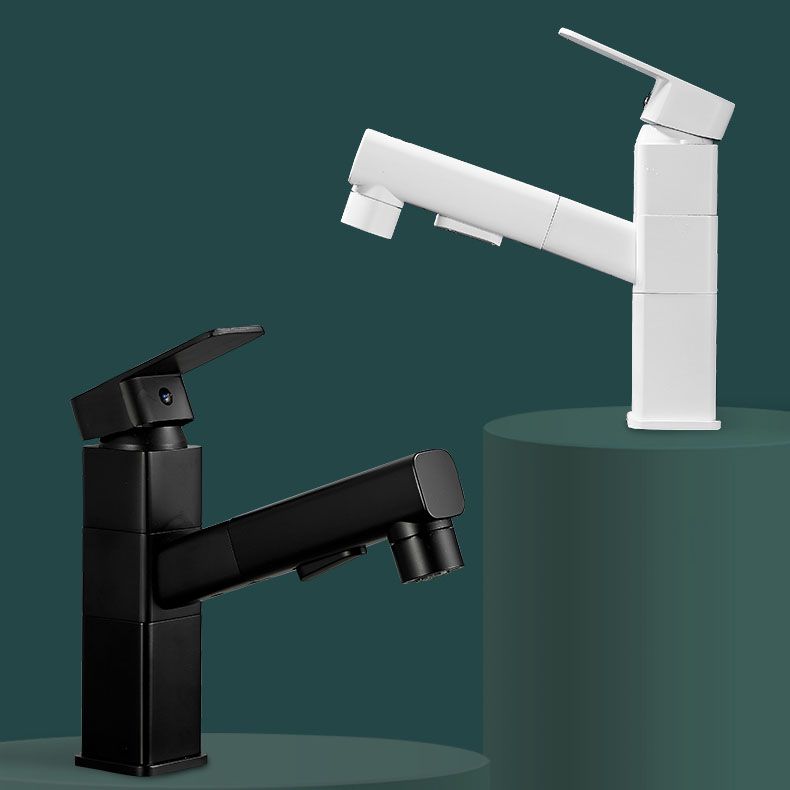 Bathroom Vessel Faucet with Swivel Spout and Pull-Out Spray Head - Black, view 45