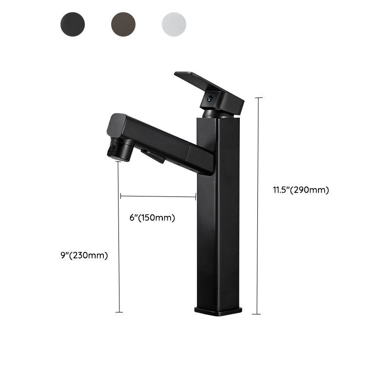 Bathroom Vessel Faucet with Swivel Spout and Pull-Out Spray Head - Black, view 46