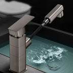 Bathroom Vessel Faucet with Swivel Spout and Pull-Out Spray Head - Black, view 47