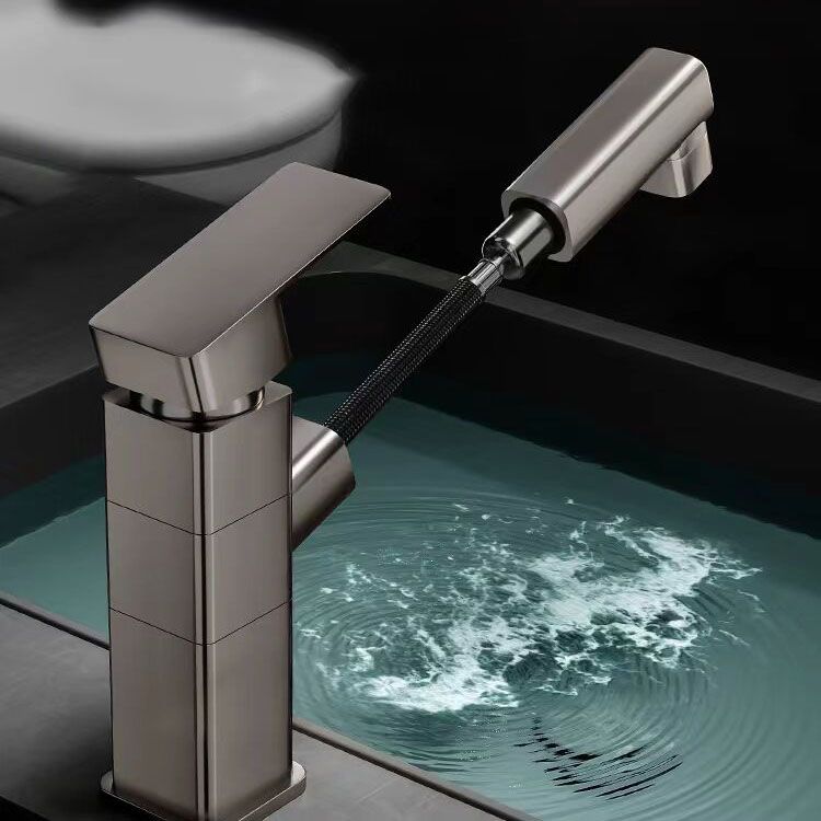 Bathroom Vessel Faucet with Swivel Spout and Pull-Out Spray Head - Black, view 47