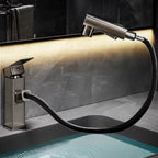 Bathroom Vessel Faucet with Swivel Spout and Pull-Out Spray Head - Black, view 5