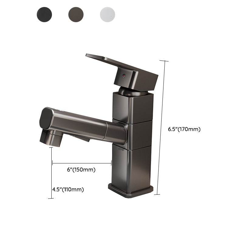 Bathroom Vessel Faucet with Swivel Spout and Pull-Out Spray Head - Black, view 7