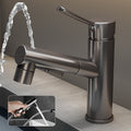 Bathroom Vessel Faucet with Swivel Spout and Pull-Out Spray Head - Black
