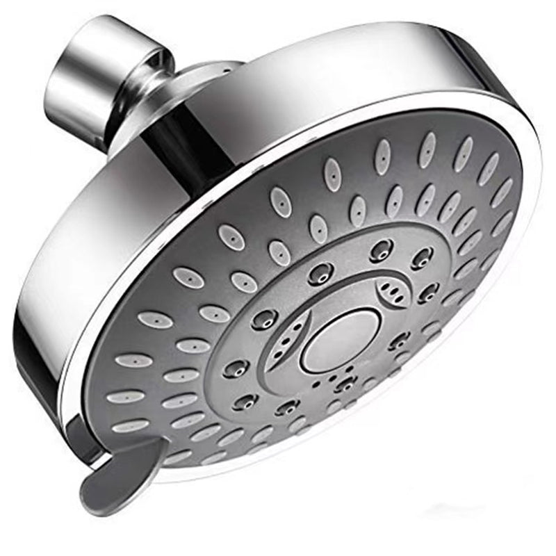 Modern Fixed Shower Head for Bathroom - 4-Inch Round, Silver, Wall-Mounted