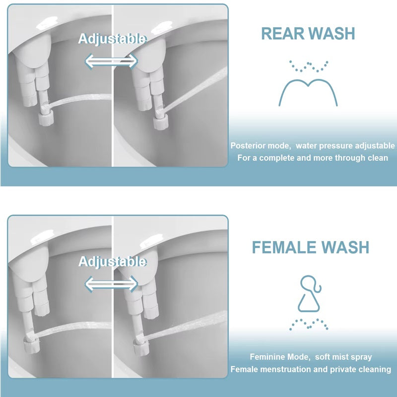 Ultra-Thin Bidet Attachment for Toilet - Dual Spray, 0.19" Slim Design, view 5