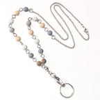 Beaded Keychain Lanyard Holder with Metal Chain