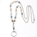 Beaded Keychain Lanyard Holder with Metal Chain