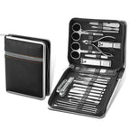 Nail Care Set with Stainless Steel Tools - PU Leather Case, 11.5 x 3 x 16 cm
