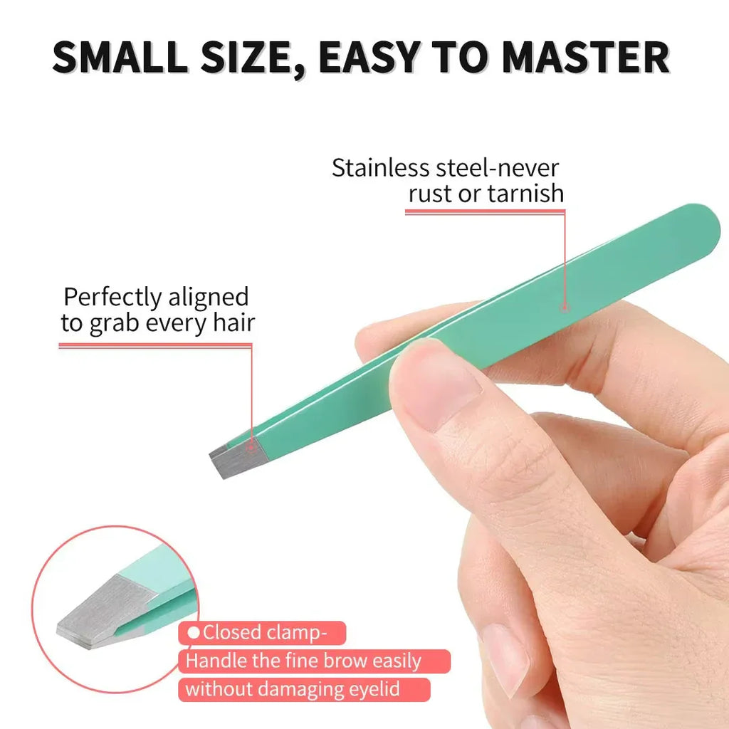 Precision Tweezers Set for Eyebrows - 6 Piece Stainless Steel, Travel Case, view 3