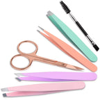Precision Tweezers Set for Eyebrows - 6 Piece Stainless Steel, Travel Case, view 4
