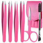 Precision Tweezers Set for Eyebrows - 6 Piece Stainless Steel, Travel Case, view 9
