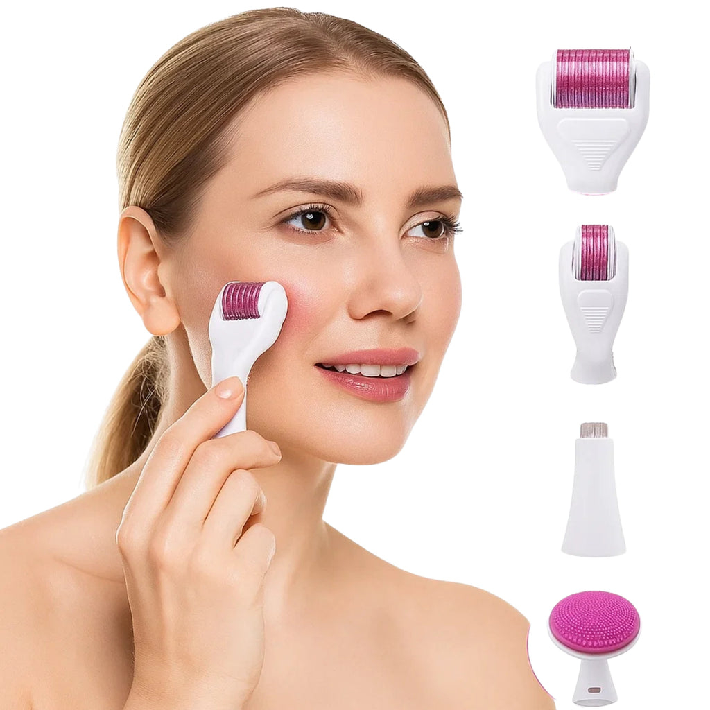 Microneedling Derma Roller Kit for Women - Titanium Needles, Home Skincare
