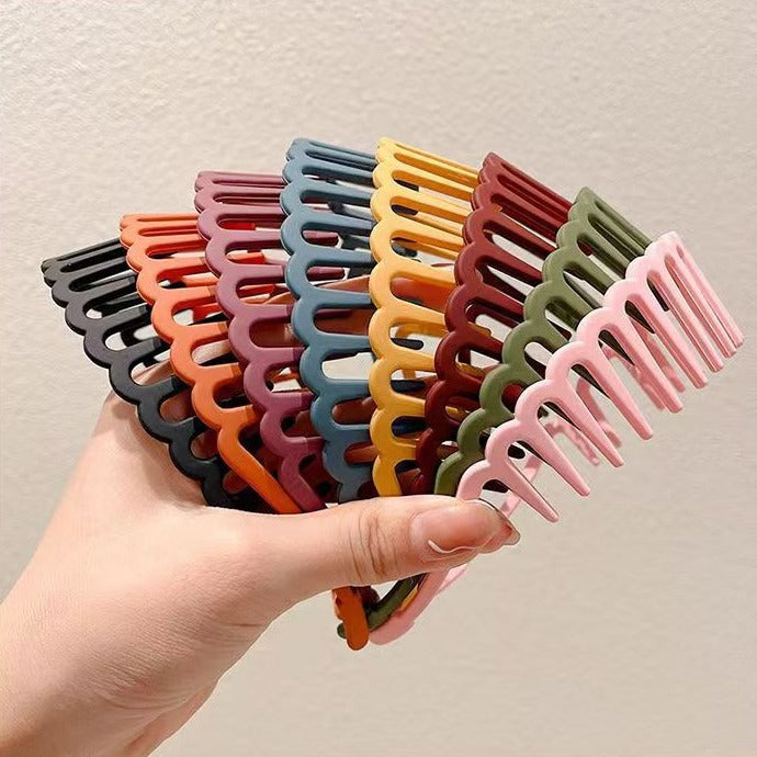 Matte Face Wash Headband with Anti-Slip Teeth - Food-Grade Resin, Slim, view 3
