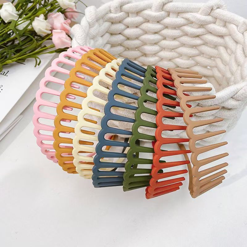 Matte Face Wash Headband with Anti-Slip Teeth - Food-Grade Resin, Slim, view 5