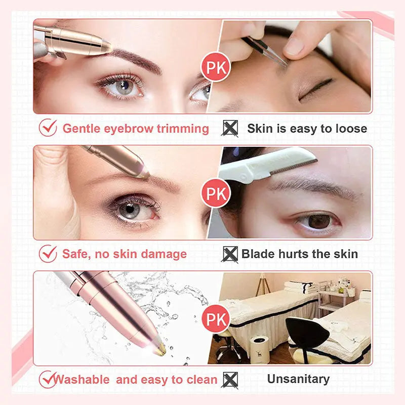 Electric Eyebrow Trimmer for Precise Hair Removal - USB Type-C, Lightweight ABS, view 5