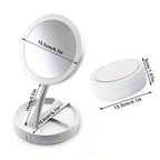 Double-Sided Travel Cosmetic Mirror with LED Light - 10x Magnification, Foldable, view 4