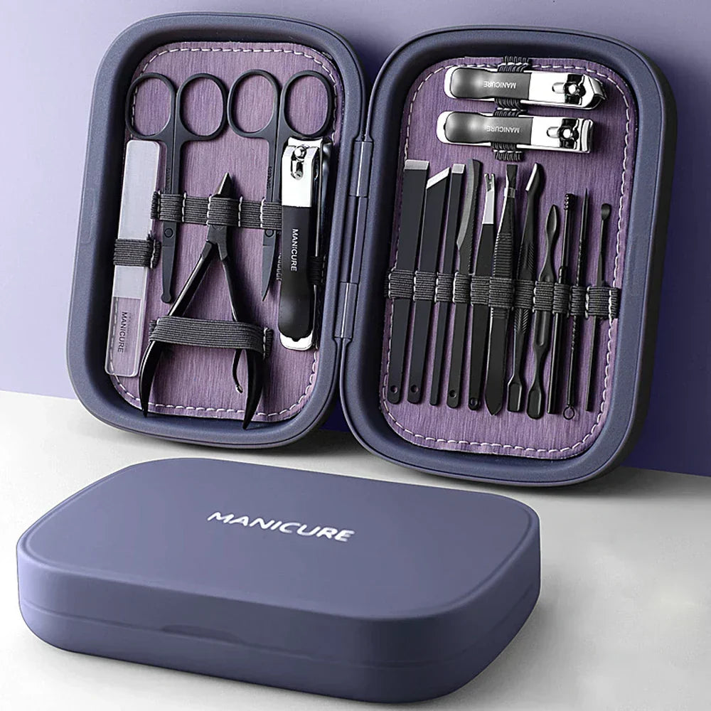 Stainless Steel Manicure and Pedicure Set - 18 Pieces, Portable Storage Box, view 2