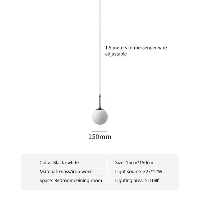 Birk Glass Ball Pendant Lamp-Welvere